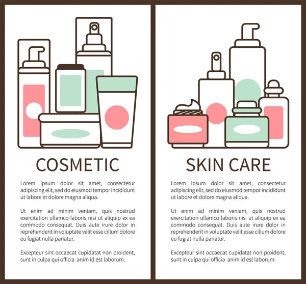 Illustration vectorielle d'affiches cosmétiques et soins de la peau — Image vectorielle