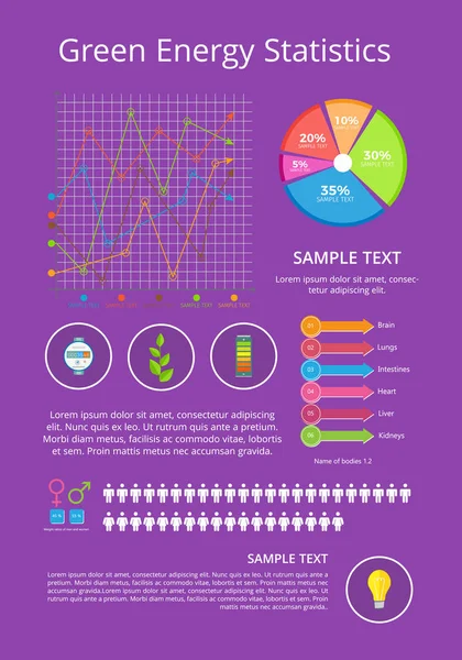 Grüne Energie Statistik Plakatvektor Illustration — Stockvektor