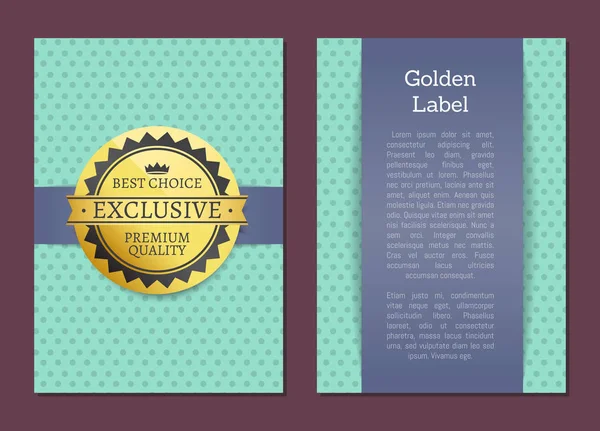 Gold Label Reward Guarantee Cover Design Exclusive — Stock Vector