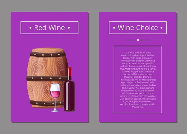 Czerwone wino wybór plakat butelka z piciem alkoholu — Wektor stockowy