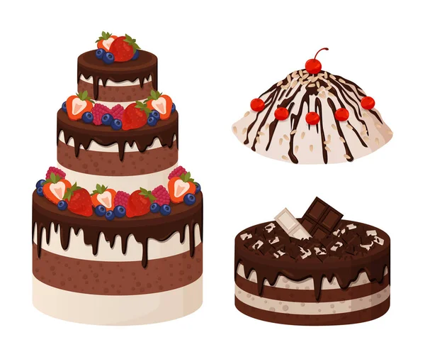 Γλυκό αρτοποιείο συλλογή αφισών εικονογράφηση φορέα — Διανυσματικό Αρχείο