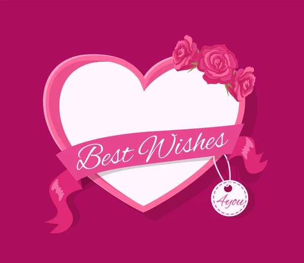 Best Wishes 4 você Design de cartão de saudação com coração — Vetor de Stock