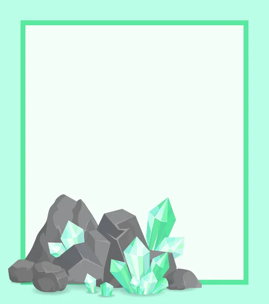 Rám s kamene a smaragdy vektorové plakát hranice — Stockový vektor