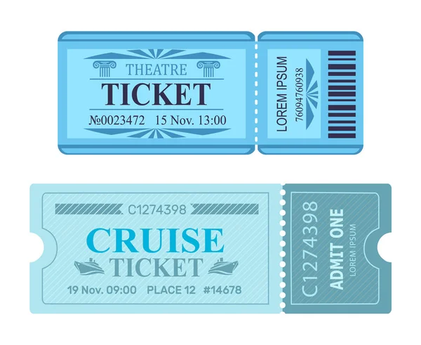 Teatro Ticket Cruise Cupón Vector Ilustraciones — Vector de stock