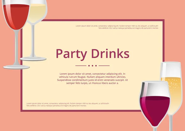 Part dricker rött vin och Champagne glasögon Set — Stock vektor