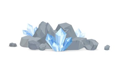 Kayalar ve mineraller koleksiyonu vektör çizim