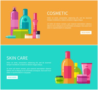 İki kozmetik cilt bakım kartı illüstrasyon vektör