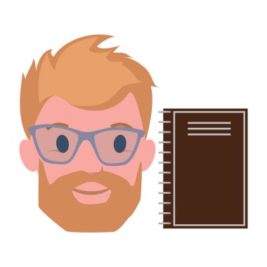 Erkek sarışın karakter sakal, şeffaf gözlük