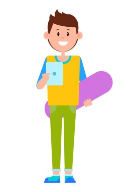 Güleryüzlü genç Banner renk vektör çizim