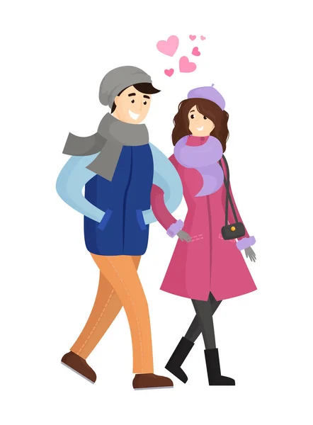 Jeune couple en tissu d'hiver Illustration vectorielle — Image vectorielle