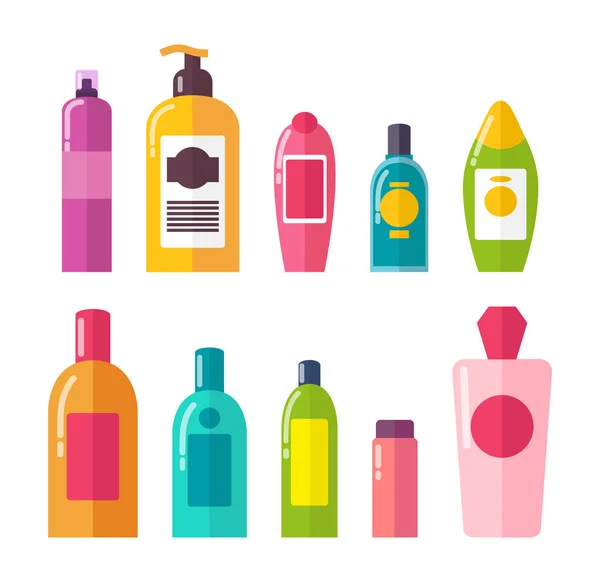 Sprays en Shampoos Poster instellen vectorillustratie — Stockvector