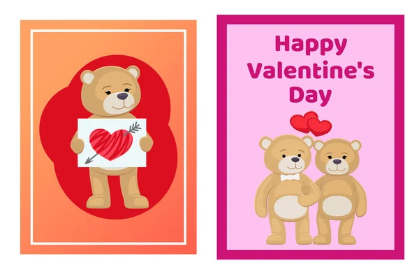 Eu te amo e me Teddy Bears Vector —  Vetores de Stock