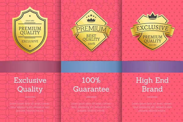 Calidad exclusiva 100 Garantía Etiqueta de alta marca — Vector de stock