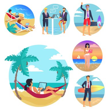 Business Trip Vacations Poster Vector Illustration clipart