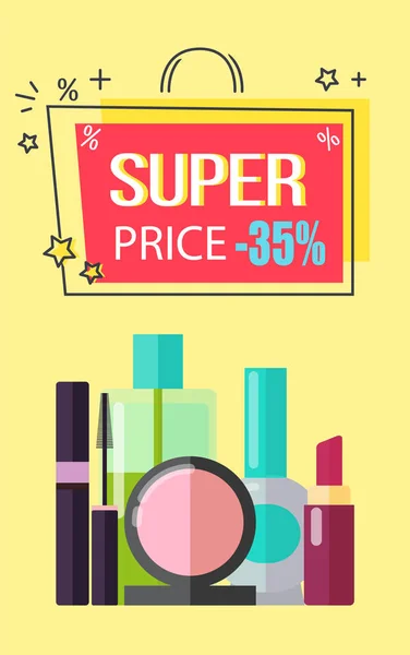 Super Price -35 Maquillaje, Vector Ilustración — Archivo Imágenes Vectoriales