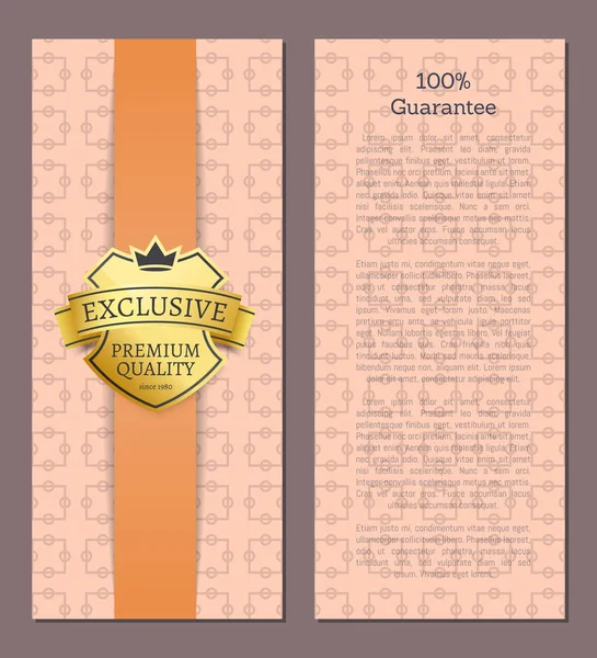100 Garantía Exclusiva Etiqueta de Calidad Premium — Vector de stock