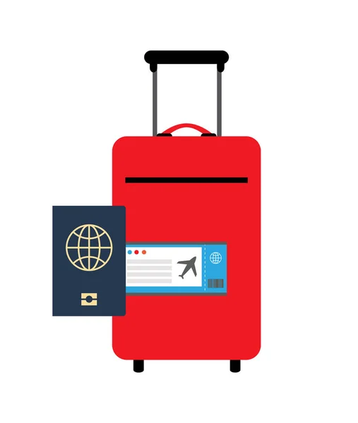 Equipaje de viaje y pasaporte Vector Ilustración — Vector de stock