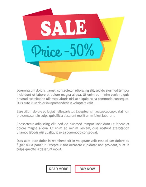 Precio de venta 50 Off Half Promo Web Poster Vector — Archivo Imágenes Vectoriales