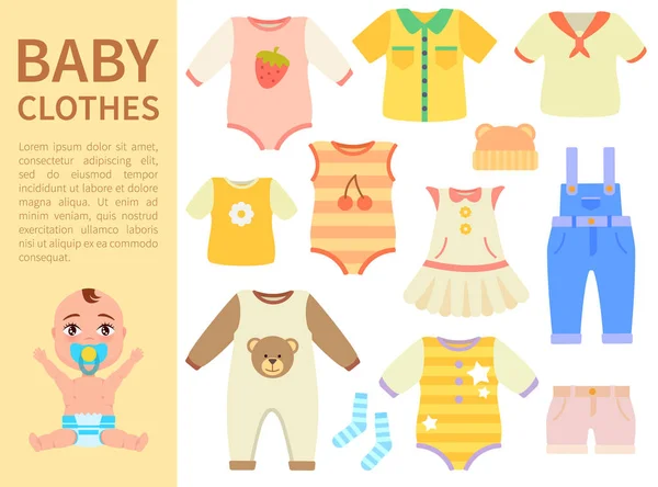 Bebek giysileri beyaz arka plan üzerinde izole kümesi — Stok Vektör