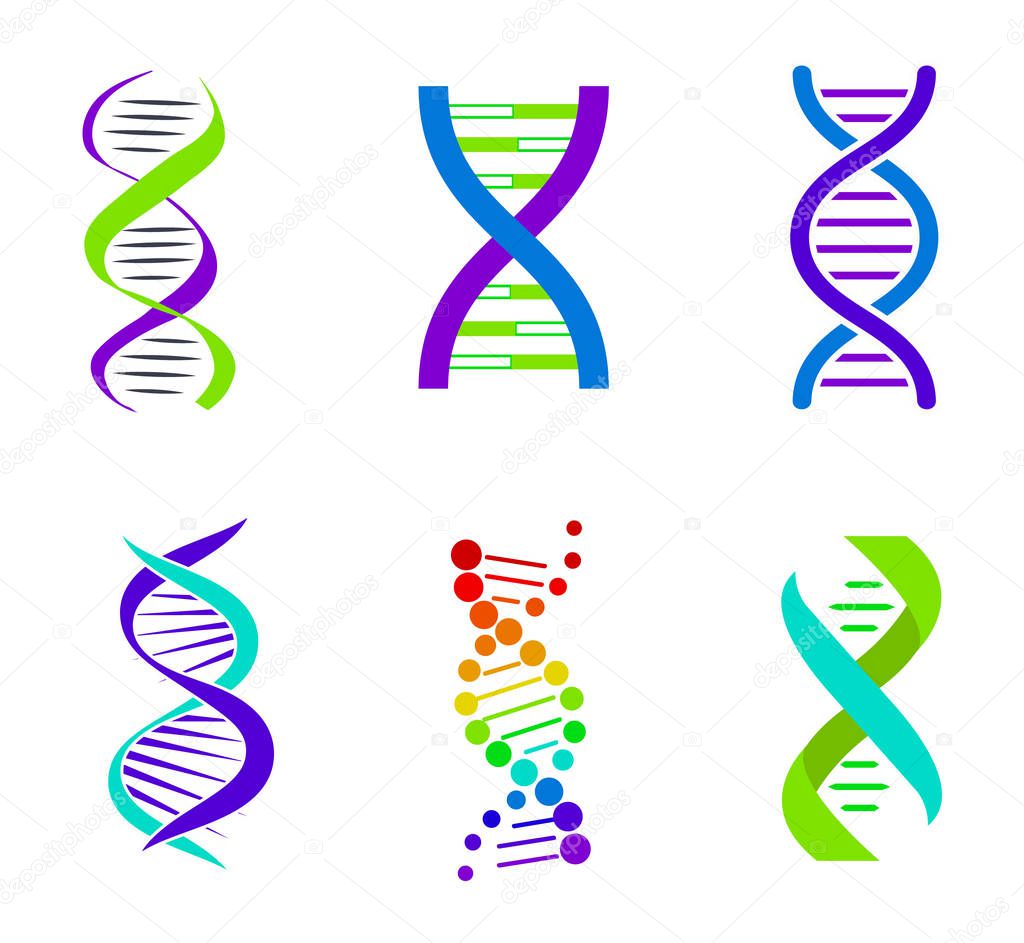 Colorful DNA Spirals, Bright Vector Illustration