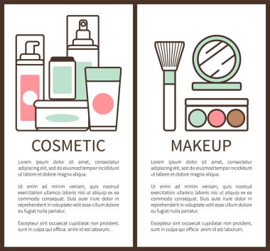 Kozmetik ve makyaj seti, illüstrasyon vektör