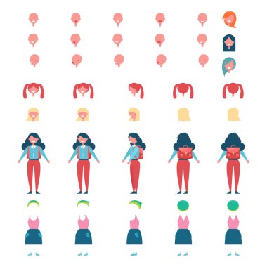 Kız öğrenci modeli yedek vücut parçaları ve giysiler ile