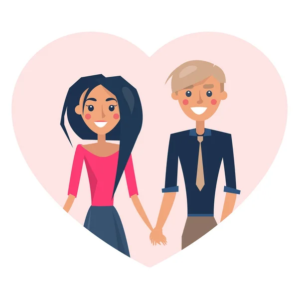 Couple amoureux Affiche souriante Illustration vectorielle — Image vectorielle