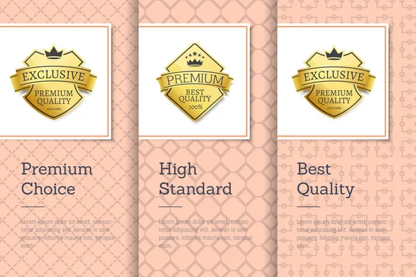 Alta calidad estándar Premium Choice Golden Labels — Vector de stock