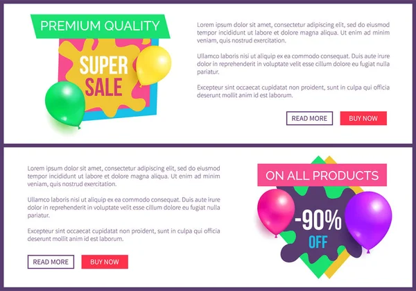Banners Set Premium Calidad Super Precios Pegatinas — Archivo Imágenes Vectoriales