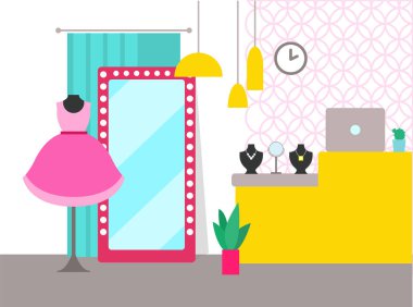 Giyim mağazası iç Poster vektör çizim