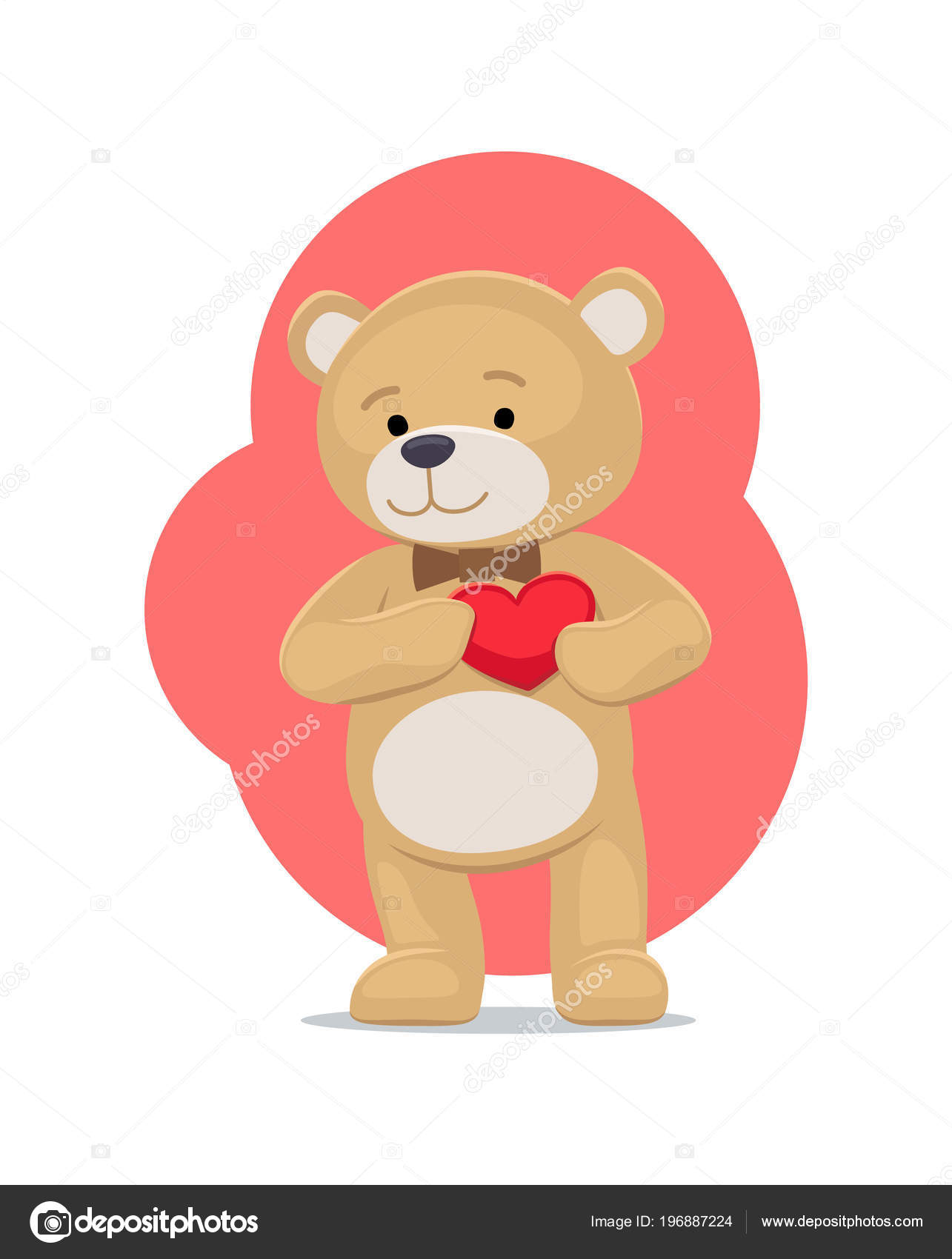 Adorable Teddy Gently Holds Heart on 