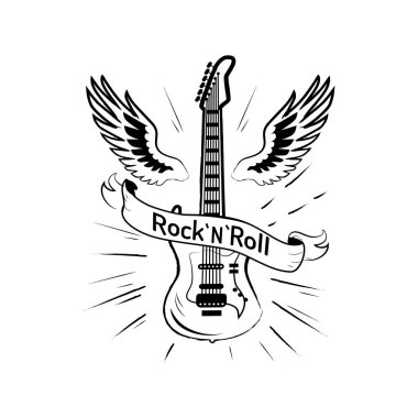 Rock n roll gitar vektör çizim ve resim