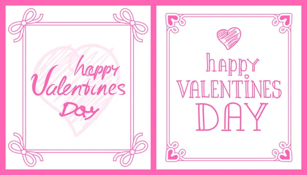 Glad Alla hjärtans dag rosa post-kort med hälsningar — Stock vektor