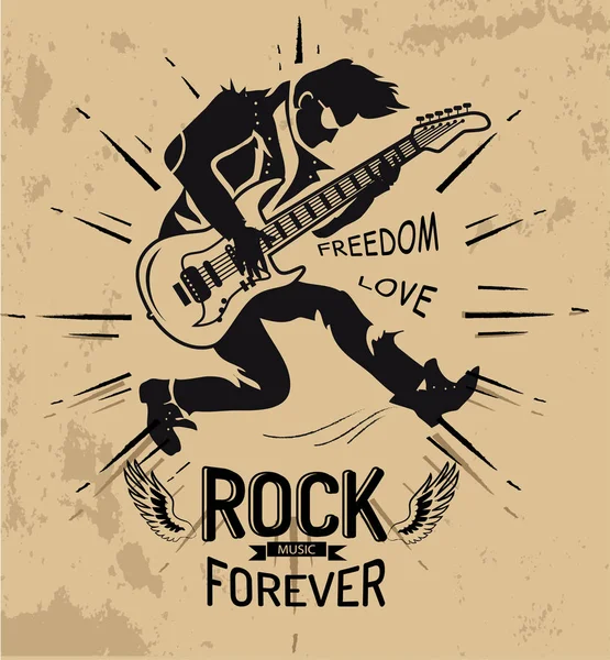 Música rock para siempre amor en ilustración vectorial — Vector de stock