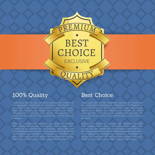 Лучший выбор 100 значок качества Golden Brand Label — стоковый вектор