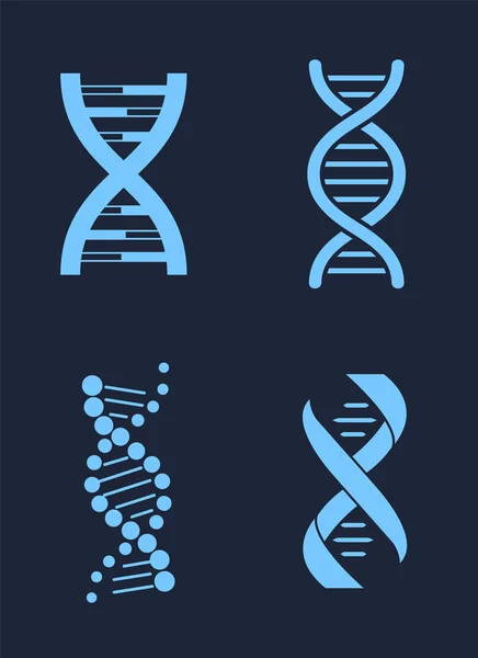Uppsättning Dna ikonen kedjor genetiska personliga koder — Stock vektor