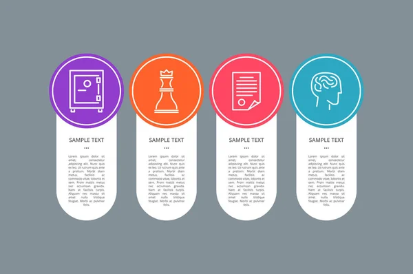 Voorbeeld Tekstbanner, kleurrijke cirkel met pictogrammen — Stockvector