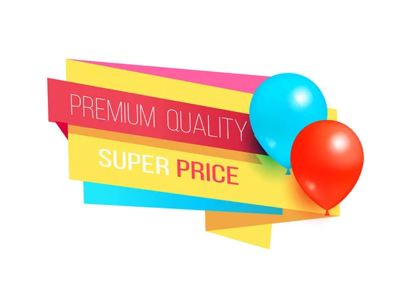 Premium Qualité Super Prix Promo Étiquette Ballons — Image vectorielle