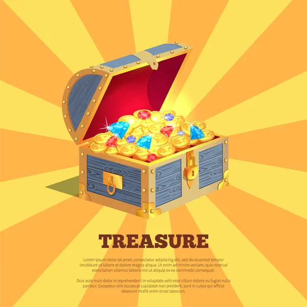 Treasure Poster with Wooden Chest Full of Ancient Gold