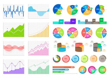 Parlak düz grafik ve hacimsel diyagramları Set