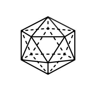 İzole icosahedron siyah üç boyutlu şekil