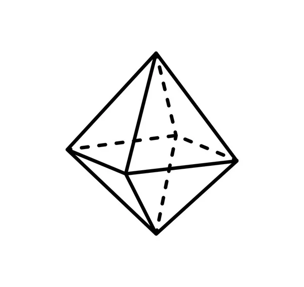 Octahedron geometrik şekil projeksiyon kesik çizgili — Stok Vektör