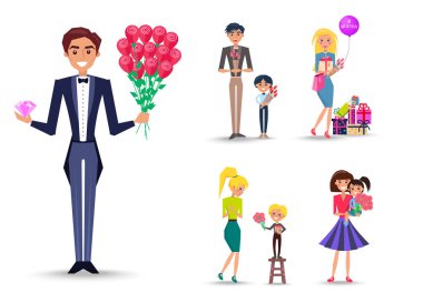 Smokin buket gül ve elmas ile adam