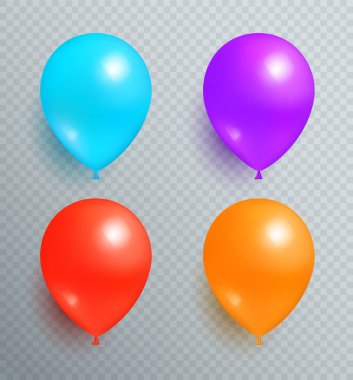 Balonlar mavi mor kırmızı ve turuncu uçan ayarla