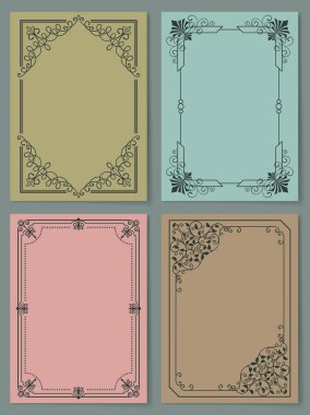 Dekoratif kenarlık köşeleri Vintage kümesi çerçeveler