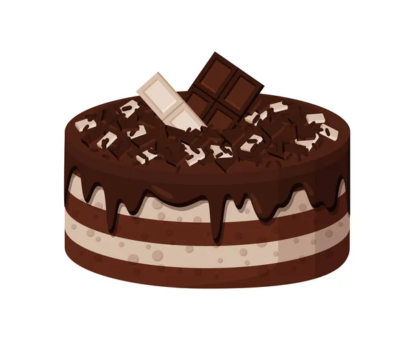 Delicioso bolo doce de chocolate branco e escuro — Vetor de Stock