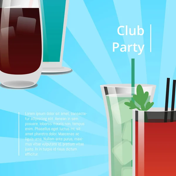 Club Party Poster con Vector de Cóctel Bloody Mary — Vector de stock