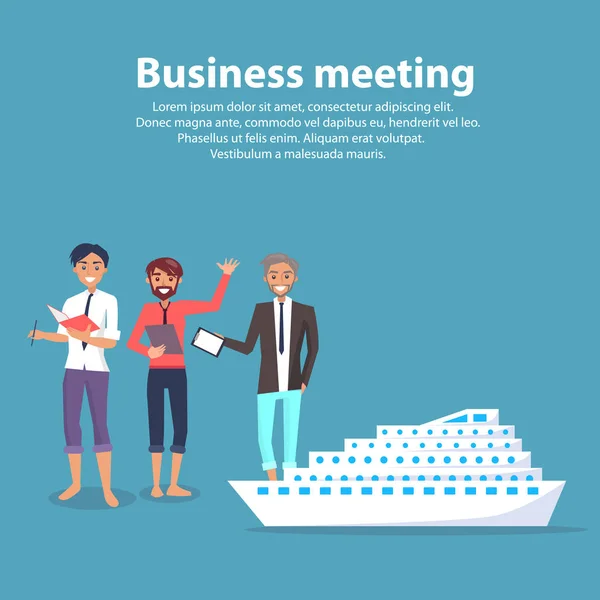 Business Meeting and Ship Vector Illustration — Stock Vector