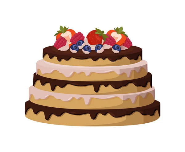 Lekkere Cake met zoete vloeibare Glaze tussen likdoorns — Stockvector