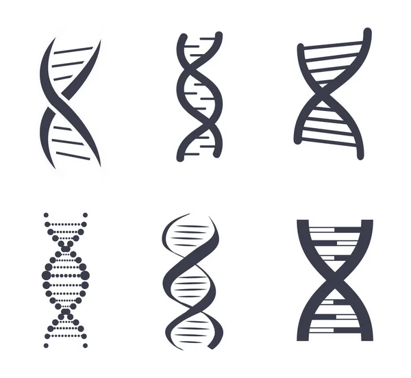Силуэты ДНК устанавливают векторную иллюстрацию плаката — стоковый вектор